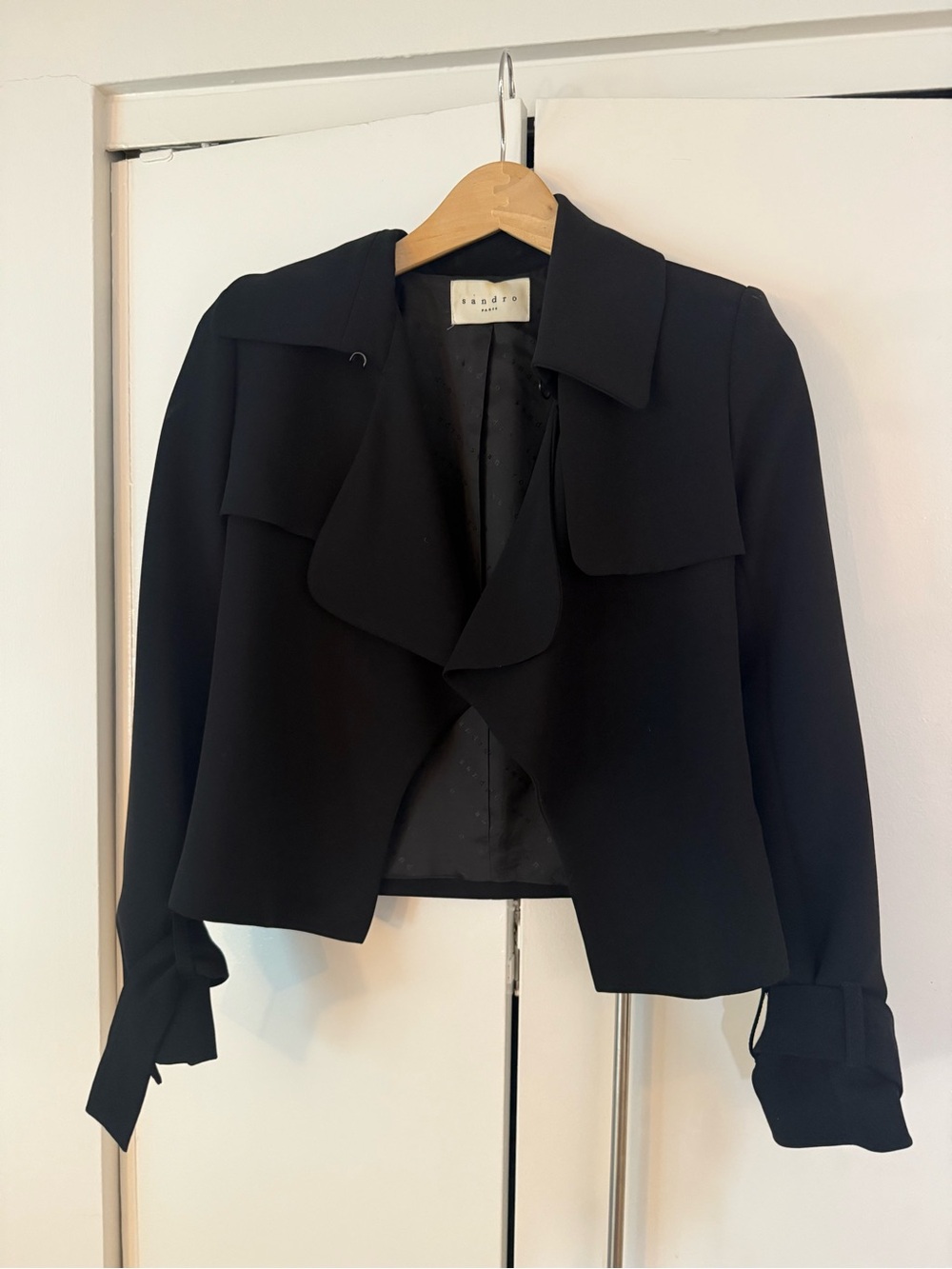 Sandro Black Draped Cropped Blazer